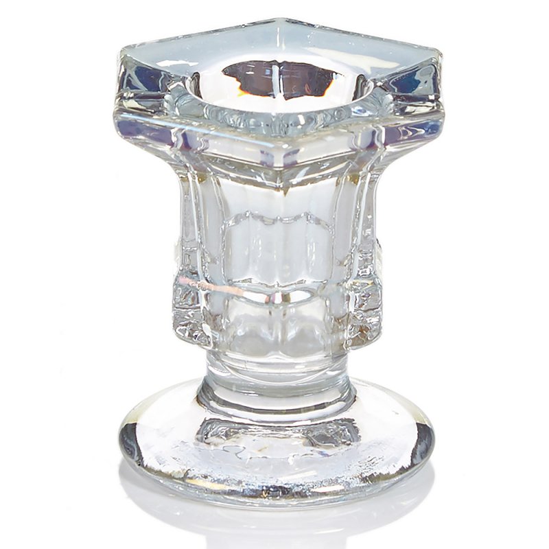 Hexagonal Clear Glass Taper Candle Holder