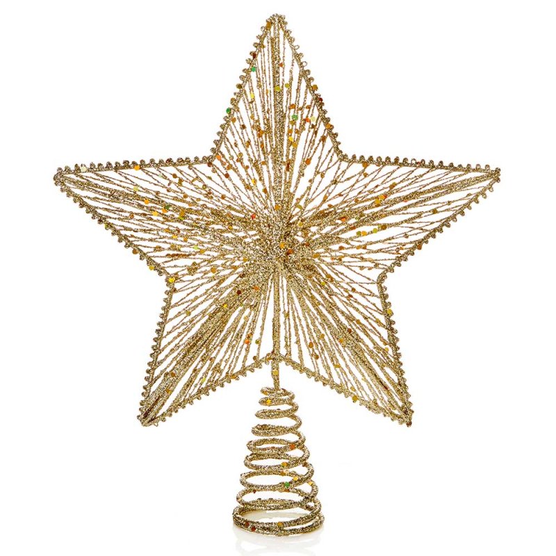 Christmas Tree Star With Glitter Gold In Box 30cm