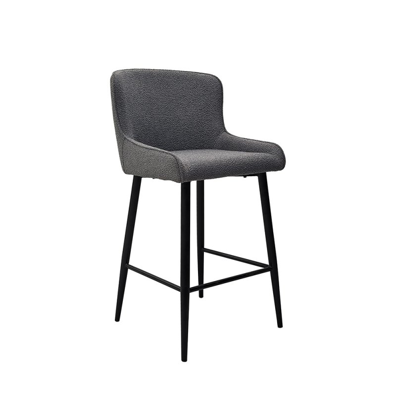 Kingston Low Bar Stool Fabric Grey 1