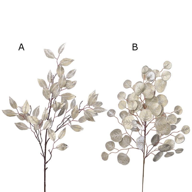 Decorative Leaves Spray Champagne Glitter 72cm (Choice of 2)