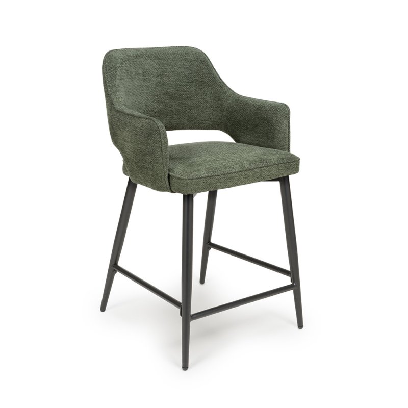 Phil Low Bar Fabric Stool With Black Legs Sage 1