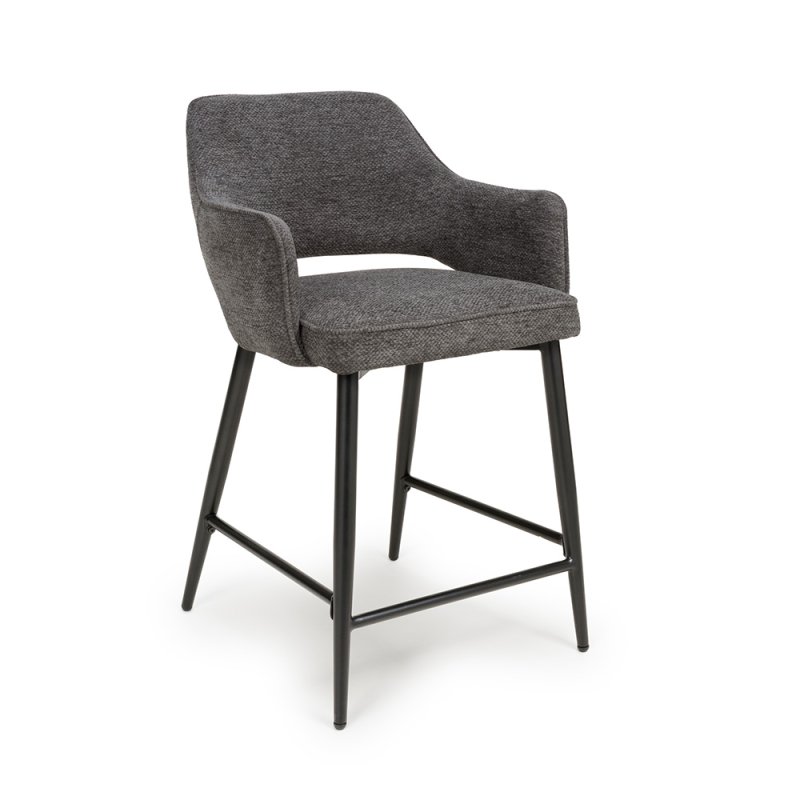 Phil Low Bar Fabric Stool With Black Legs Grey 1
