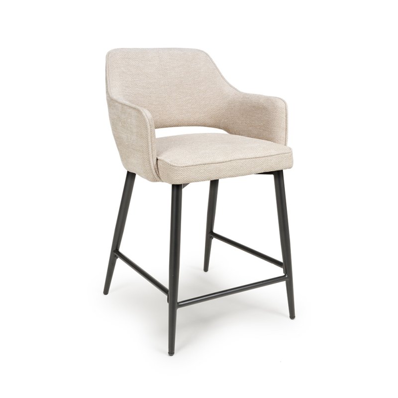 Phil Low Bar Fabric Stool With Black Legs Natural 1