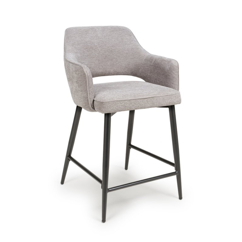Phil Low Bar Fabric Stool With Black Legs Pewter 1
