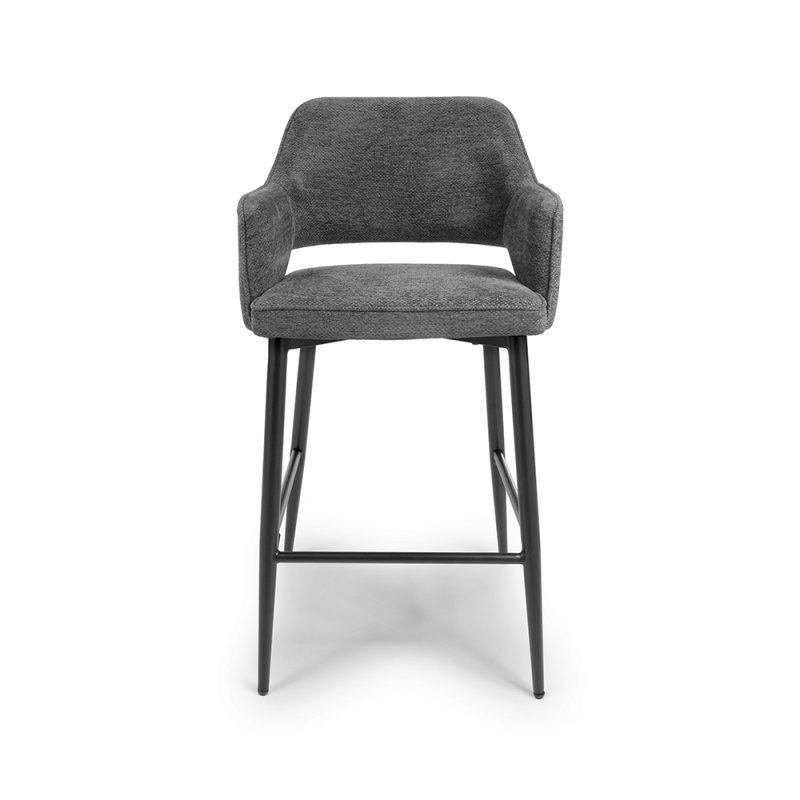 Phil High Bar Stool Fabric Black Legs Grey 1
