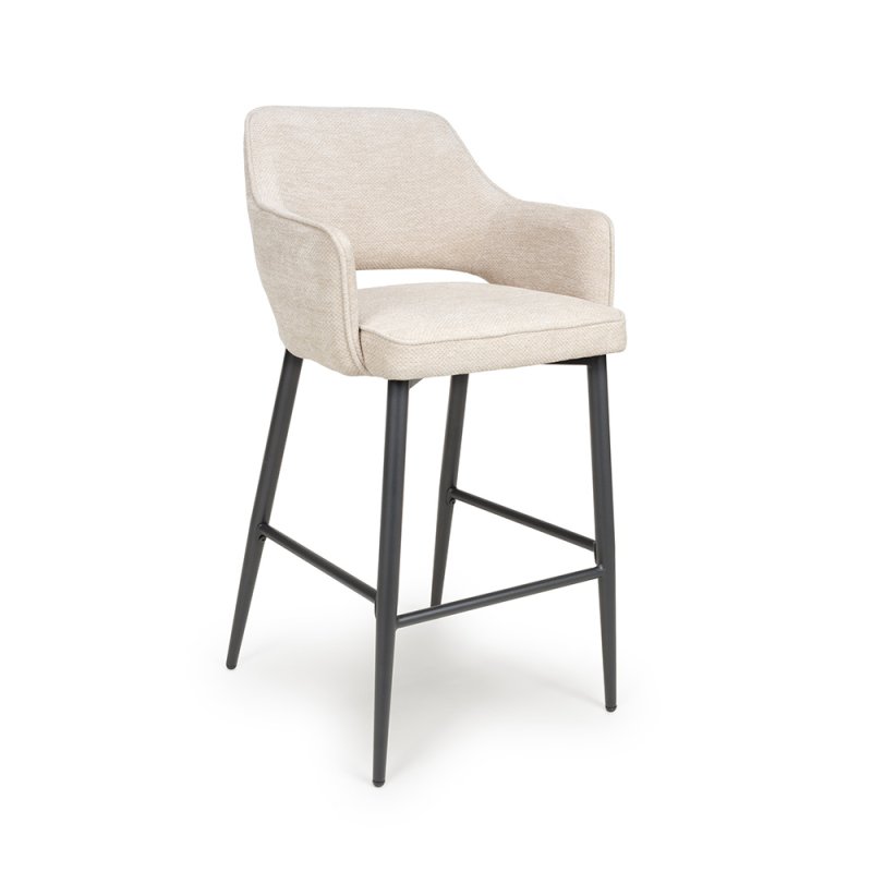 Phil High Bar Stool Fabric Black Legs Natural 1