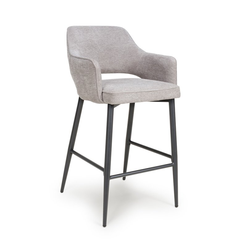 Phil High Bar Stool Fabric Black Legs Pewter 1