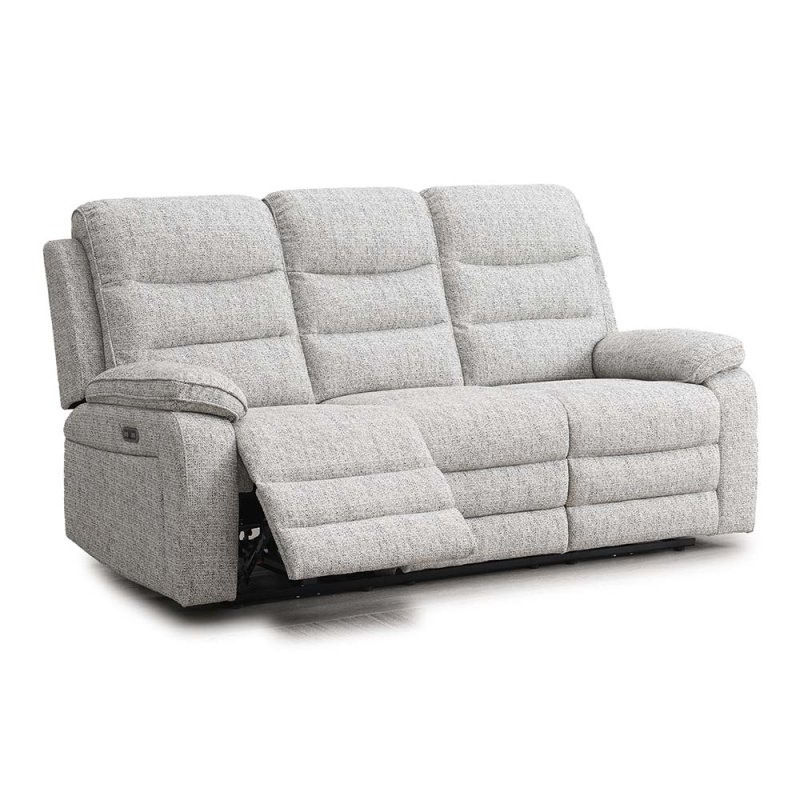 Blasket 3 Seater Electric Reclining Sofa Fabric Light Grey