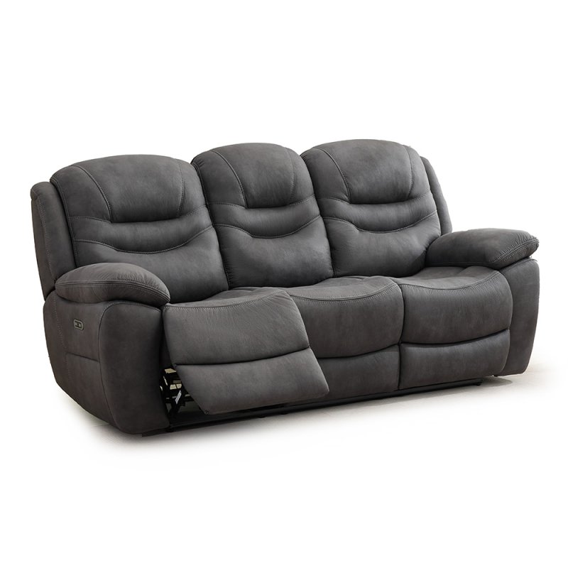 Sardinia 3 Seater Electric Reclining Sofa Faux Suede Brown