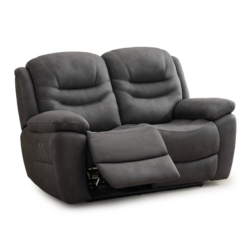 Sardinia 2 Seater Electric Reclining Sofa Faux Suede Grey