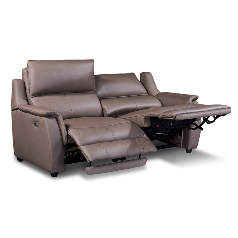 Menorca Electric Reclining 3 Seater Sofa Leather & Leather Match Dark Taupe