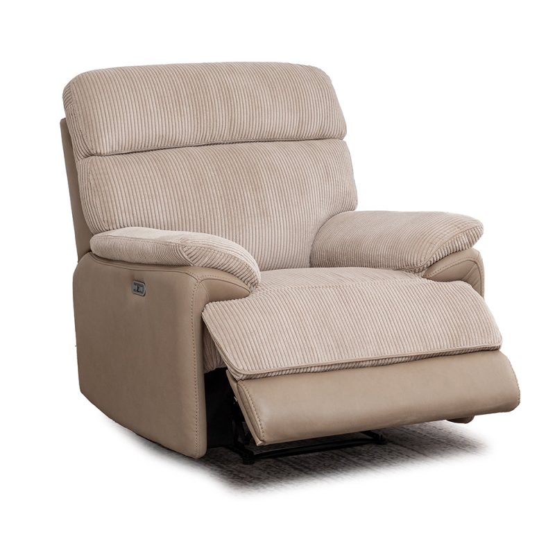 Beaumont Electric Reclining Armchair Fabric Beige Cord