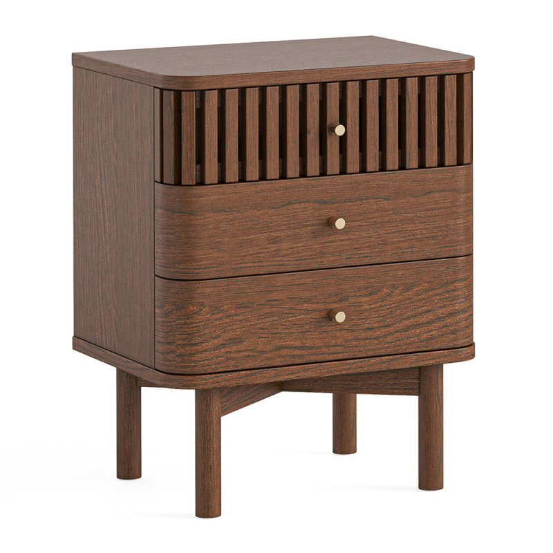 Sanremo 3 Drawer Bedside Locker Dark Oak