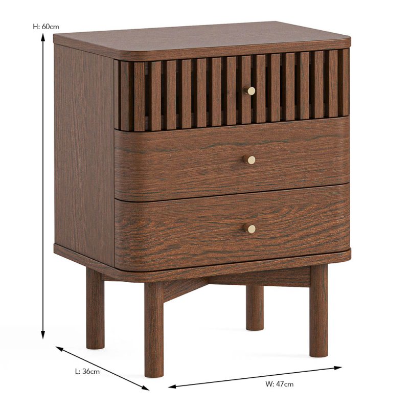 Sanremo 3 Drawer Bedside Locker Natural Oak - Meubles