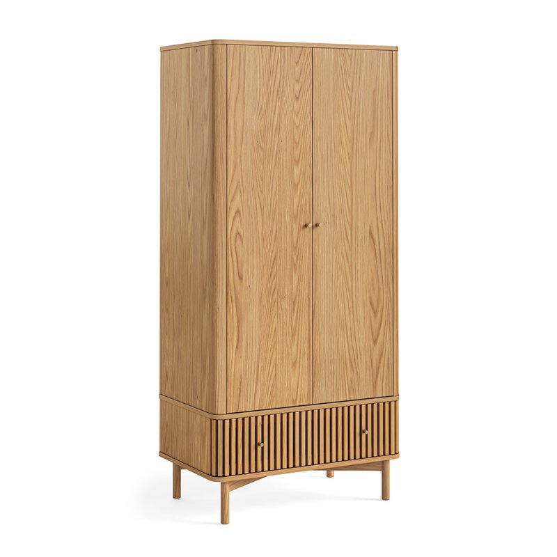 Sanremo 2 Door + 1 Drawer Wardrobe Natural Oak