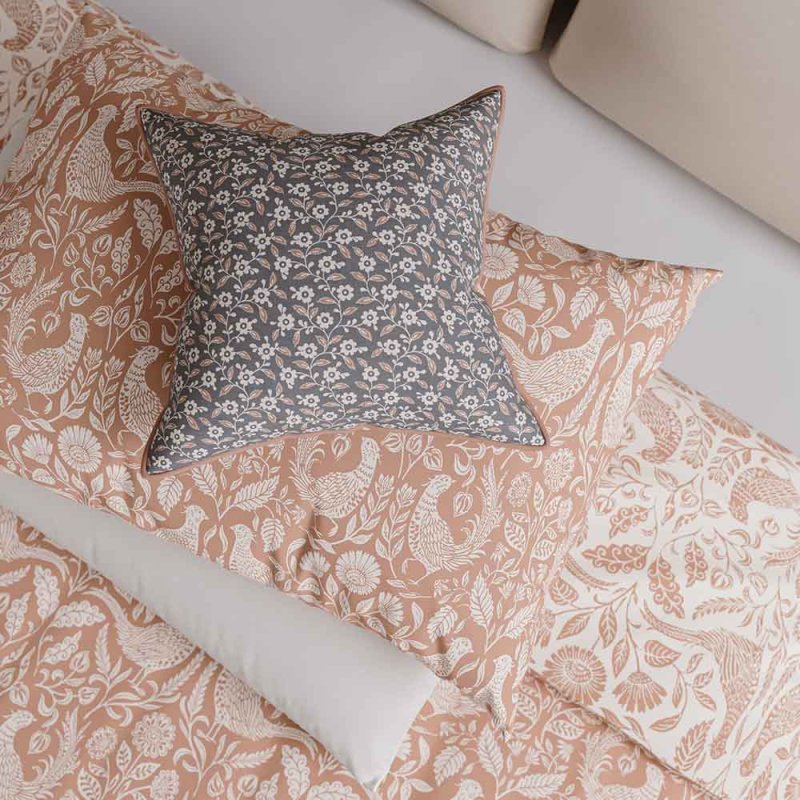 Pheasants Duvet Cover Set Double Copper Lifestyle Pillow Close Up