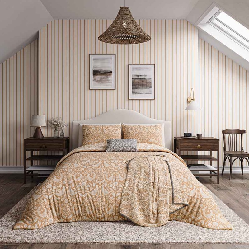 Pheasants Reversible Double Duvet Cover Set Copper Lifestyle