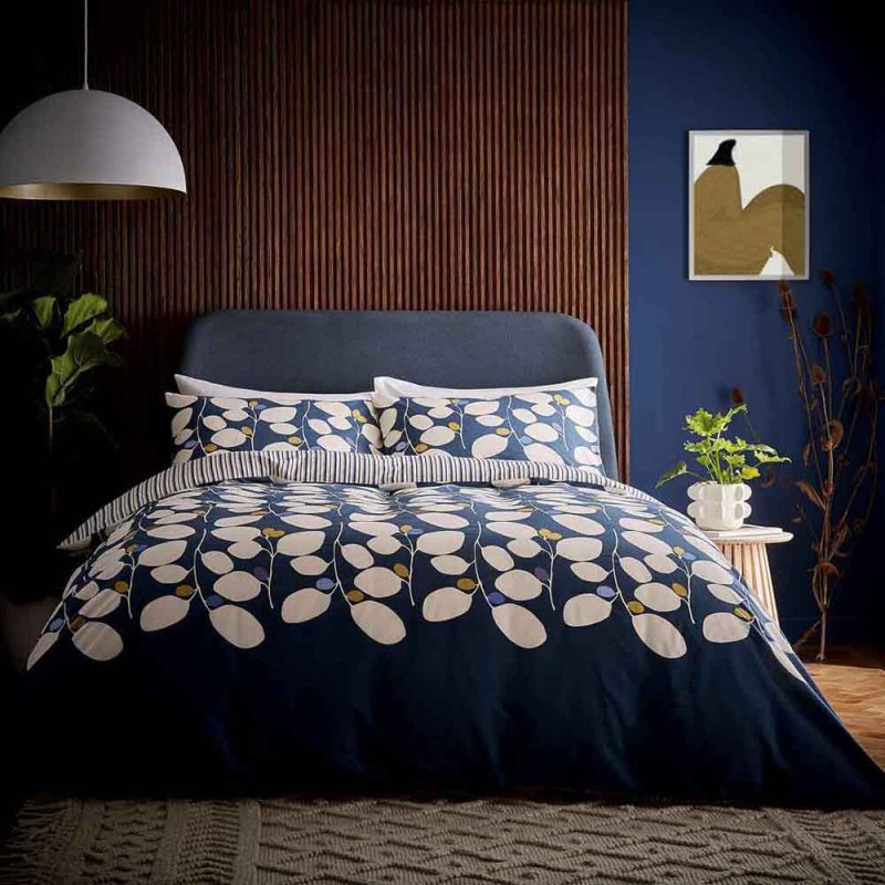 Althea Reversible Single Duvet Cover Set Navy Lifestyle