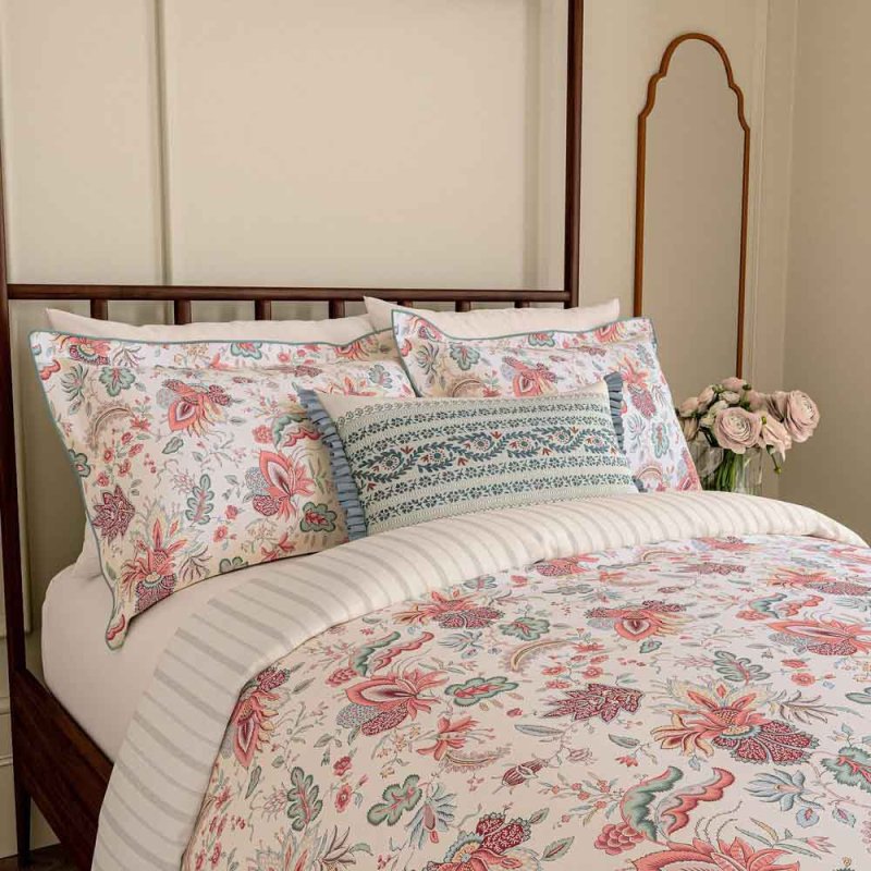 Chintz Reverie Duvet Cover Set Double Red & Teal Lifestyle 1