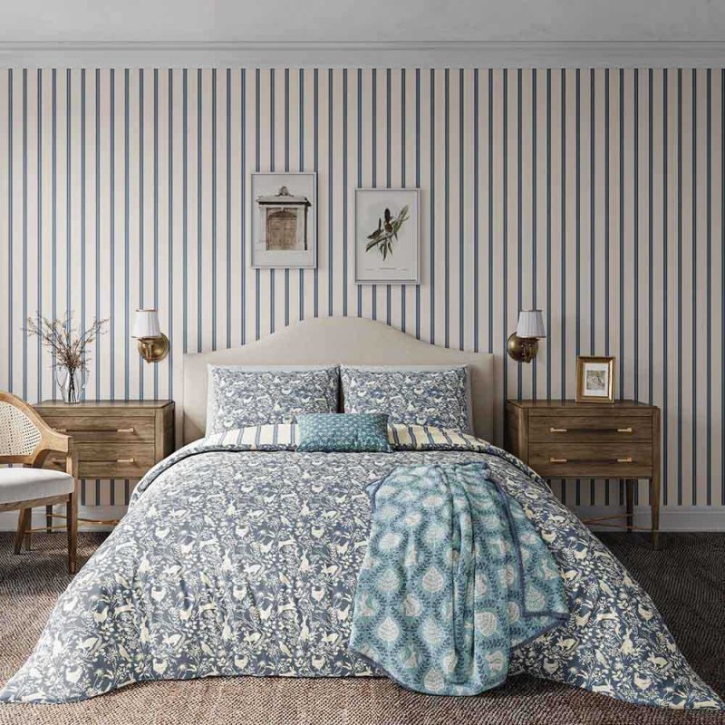 Forest Friends Reversible Single Duvet Cover Set Blue Lifestyle