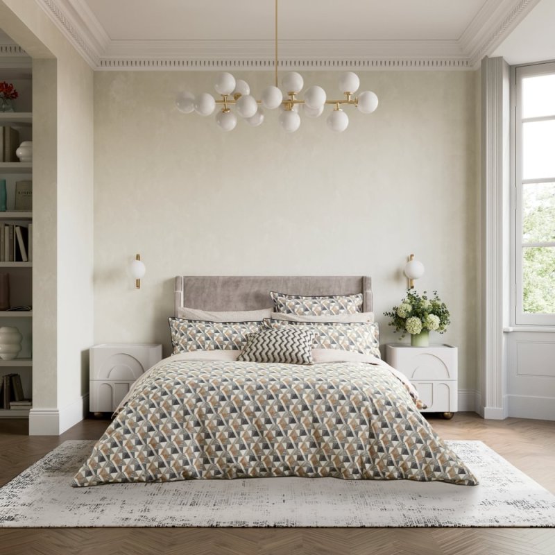 Harun Duvet Cover Set Double Charcoal & Tan Lifestyle