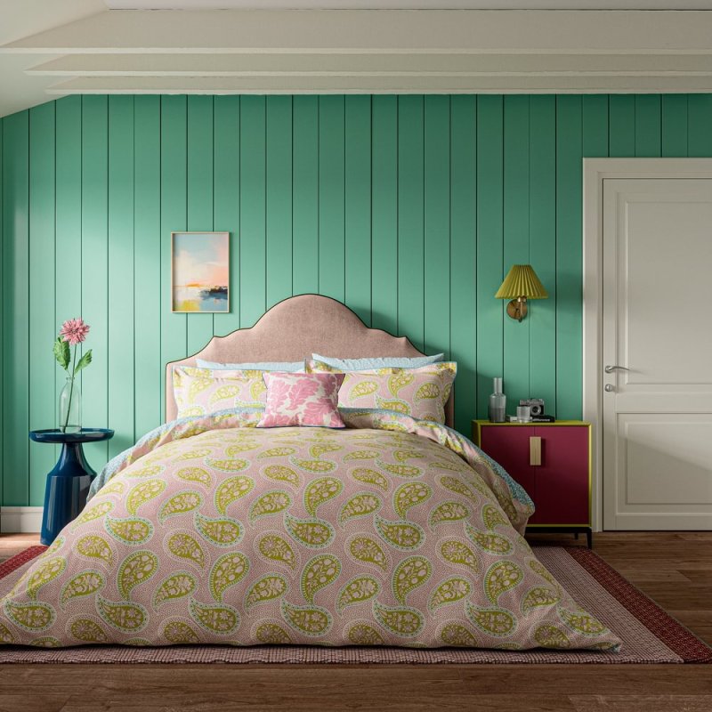 Land & Shore Melody Duvet Cover Set Double Pink & Blue Lifestyle