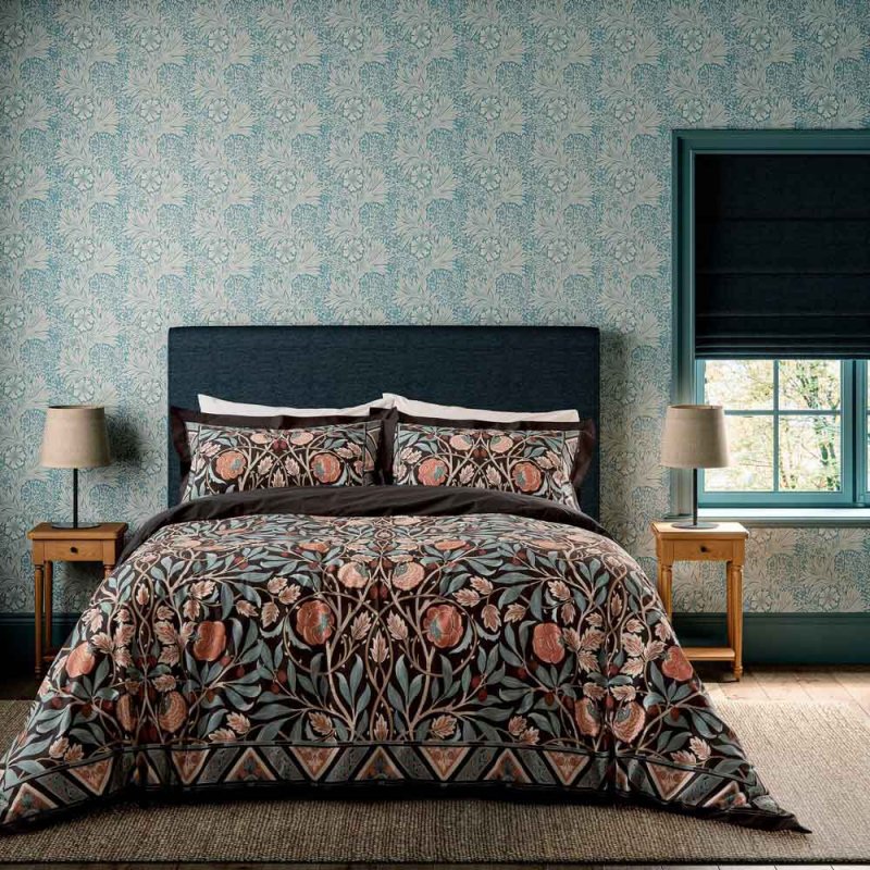 Olive & Rose Duvet Cover Set Double Indigo & Blush Lifestyle