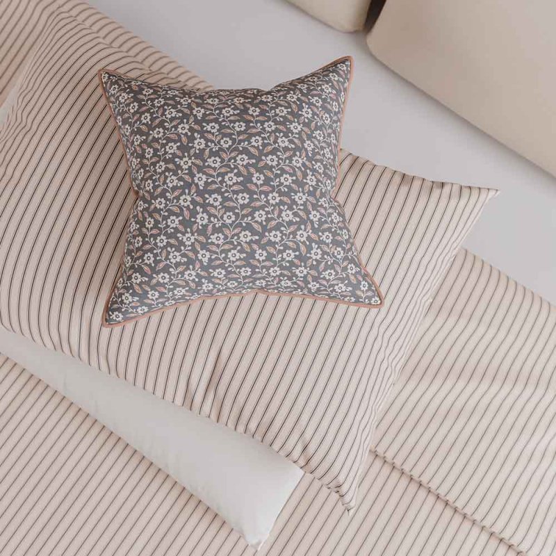 Ticking Stripe Duvet Cover Set Single Graphite & Copper Lifestyle Pillows
