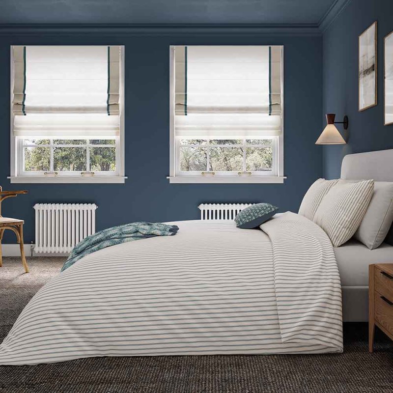 Ticking Stripe King Duvet Cover Set Blue & Teal Lifestyle
