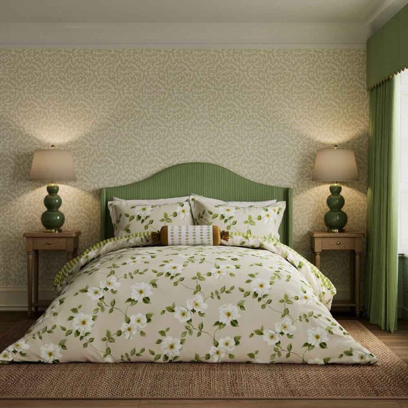 Poets Rose Duvet Cover Set Double Linen Lifestyle