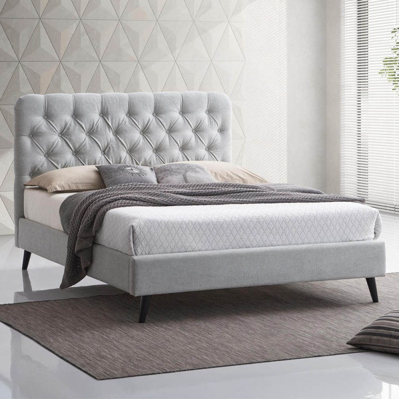 Cruz King (150cm)  Bedstead Fabric Light Grey Lifestyle
