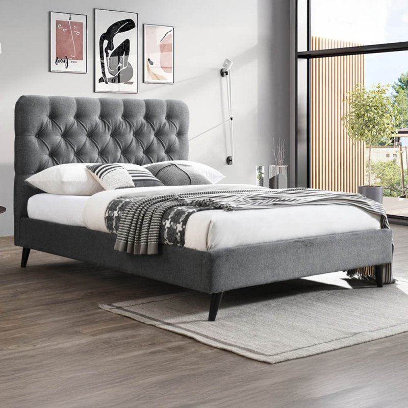 Cruz King (150cm) Bedstead Fabric Dark Grey Lifestyle