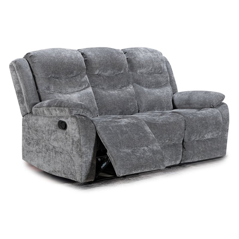 Beginish 3 Seater Manual Reclining Sofa Fabric Grey