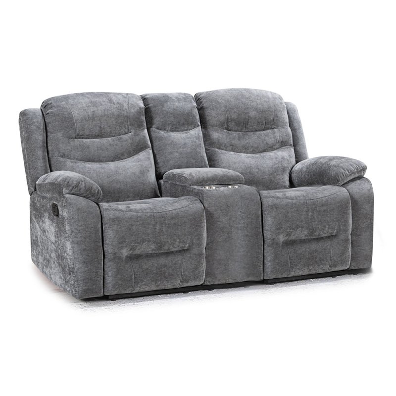 Beginish 2 Seater Manual Reclining Sofa With Console Fabric Grey