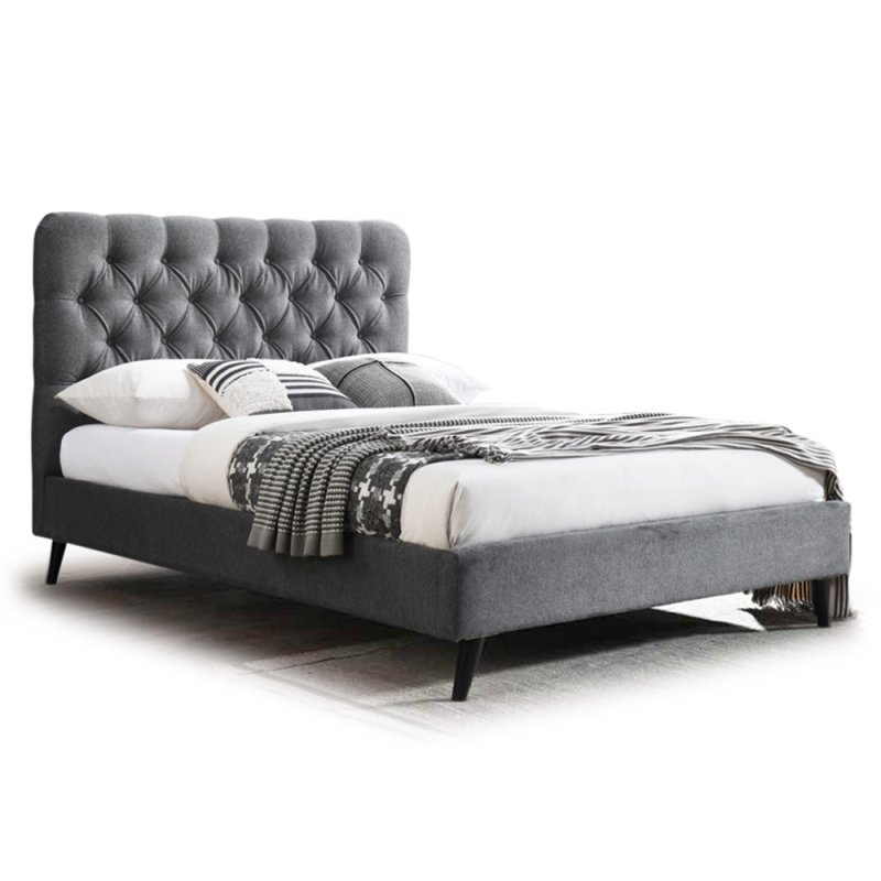 Cruz Double (135cm)  Bedstead Fabric Dark Grey & Orchid Mattress 
