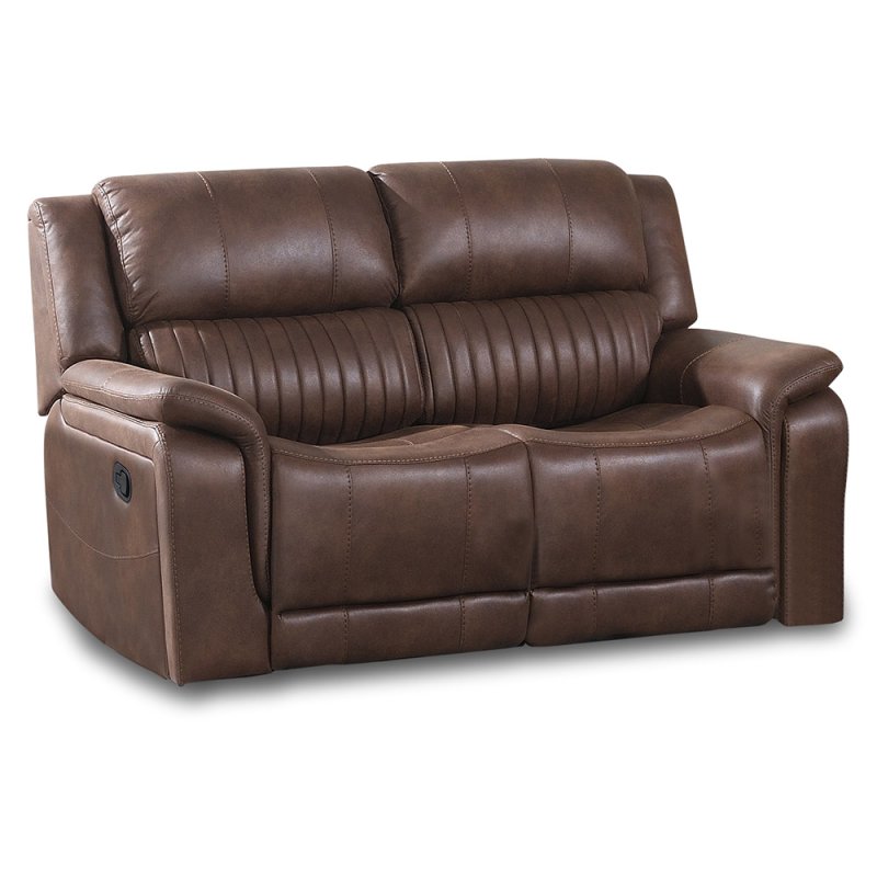 Albrun 2 Seater Manual Reclining Sofa Faux Suede Dark Brown