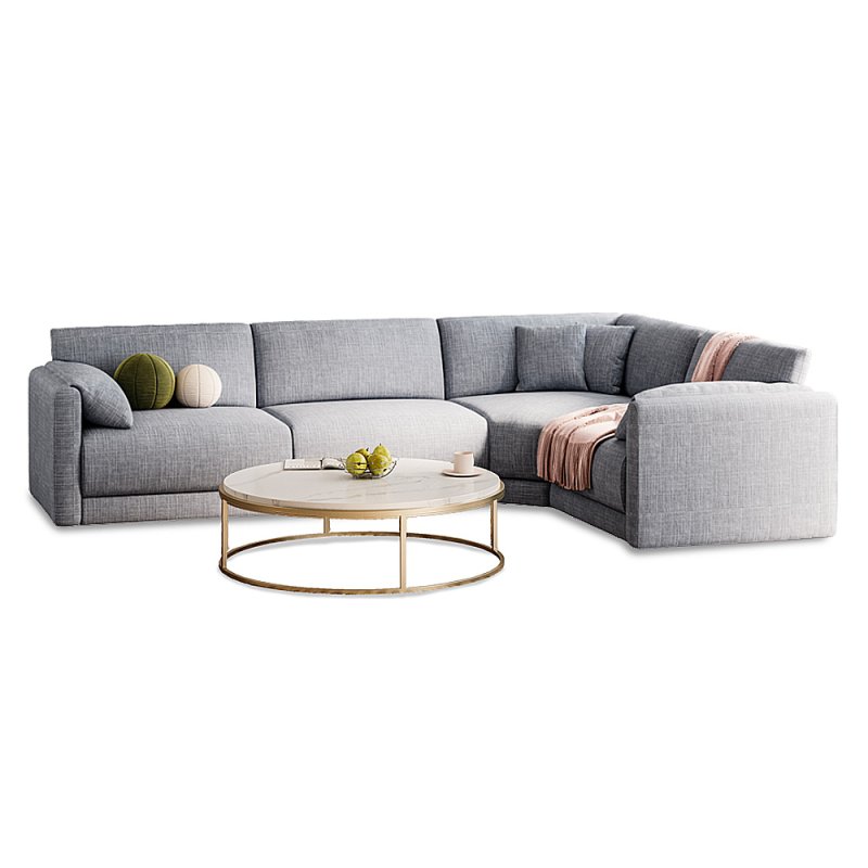 Chios Modular 4+ Seater Corner Sofa LHF/RHF Fabric Grey