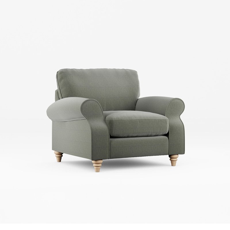 Hazel Armchair Fabric Ansell Moss With Country Oak Leg