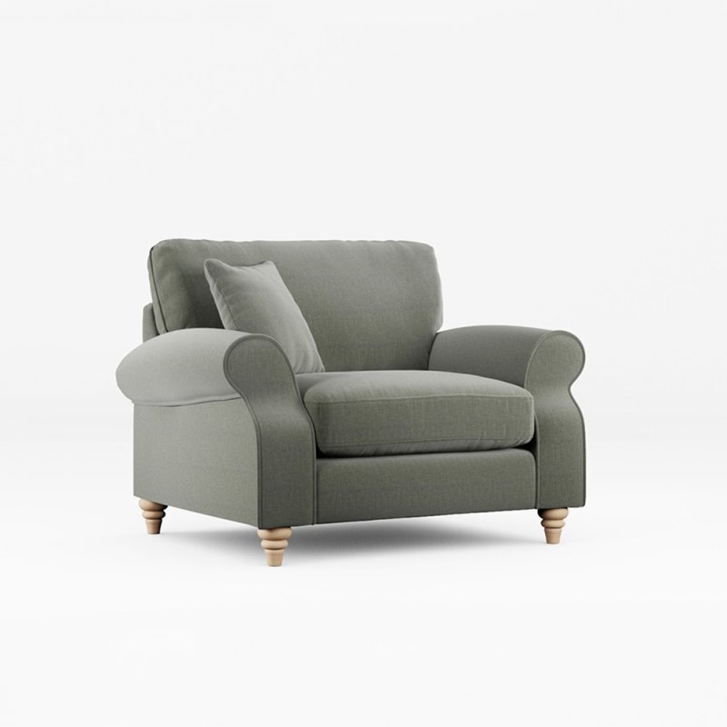 Hazel Snuggler Fabric Ansell Moss With Country Oak Leg