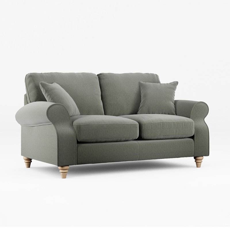Hazel 2 Seater Sofa Fabric Ansell Moss With Country Oak Leg