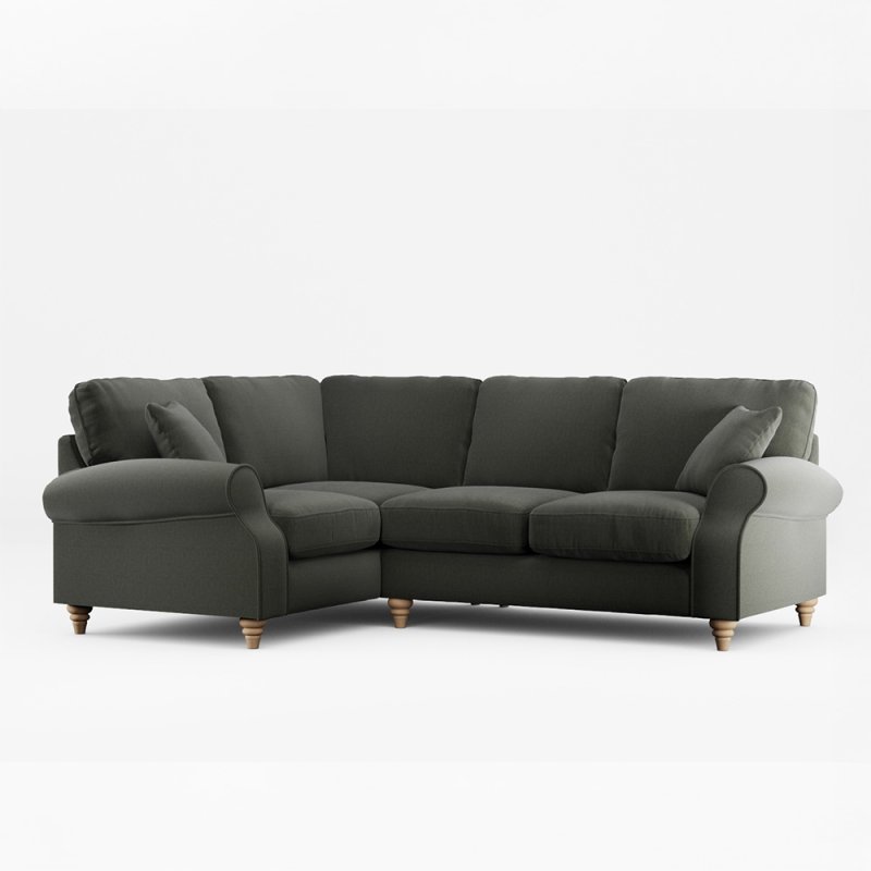 Hazel 4 Seater Corner Sofa Fabric Ansell Moss With Country Oak Leg