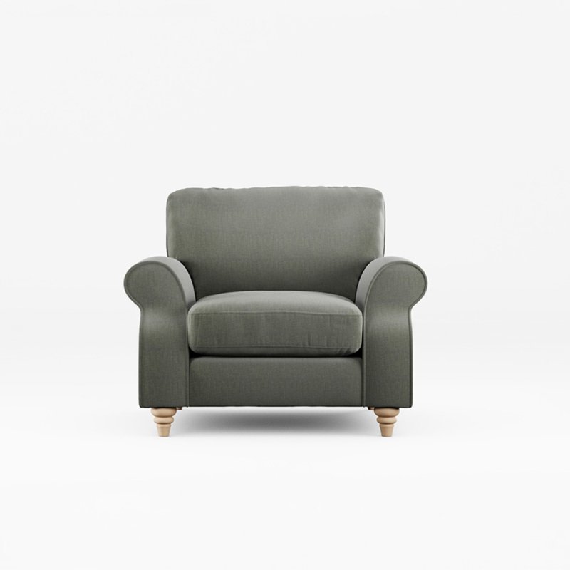 Hazel Armchair Fabric Ansell Moss With Country Oak Leg Front