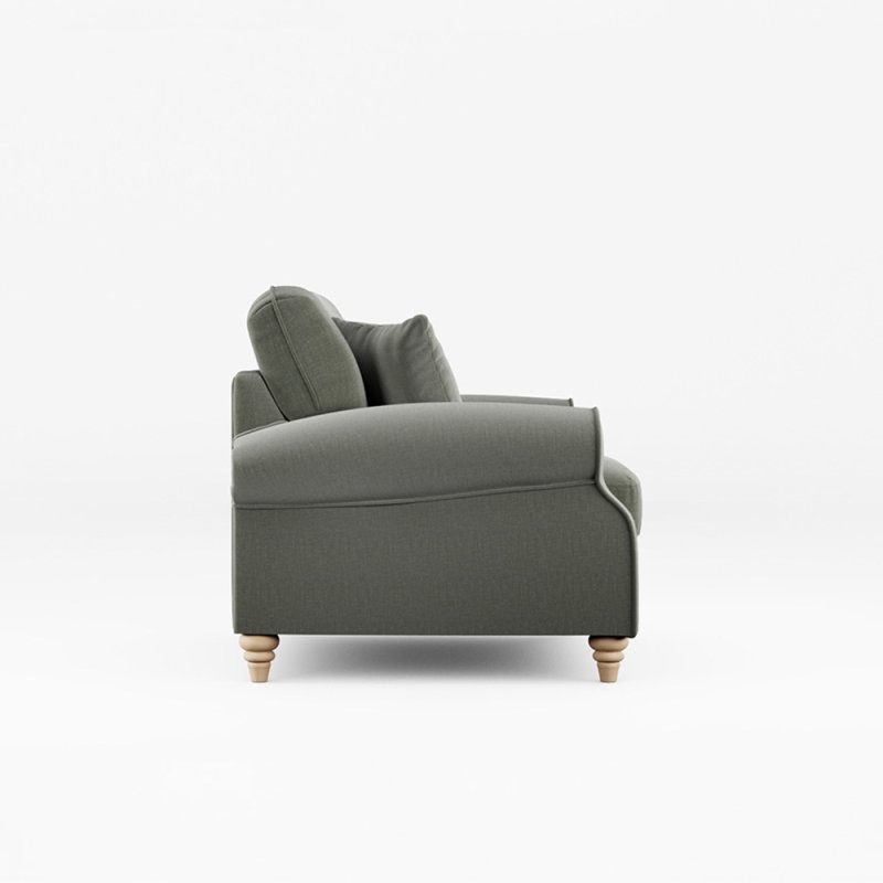 Hazel Snuggler Fabric Ansell Moss With Country Oak Leg Side View