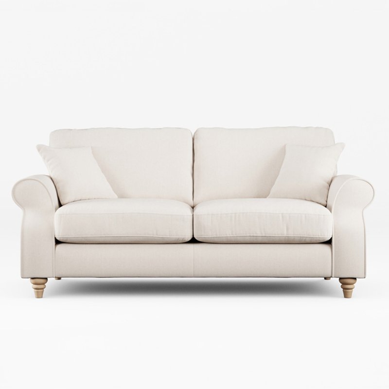 Hazel 3 Seater Sofa Fabric Ansell Bamboo With Country Oak Leg