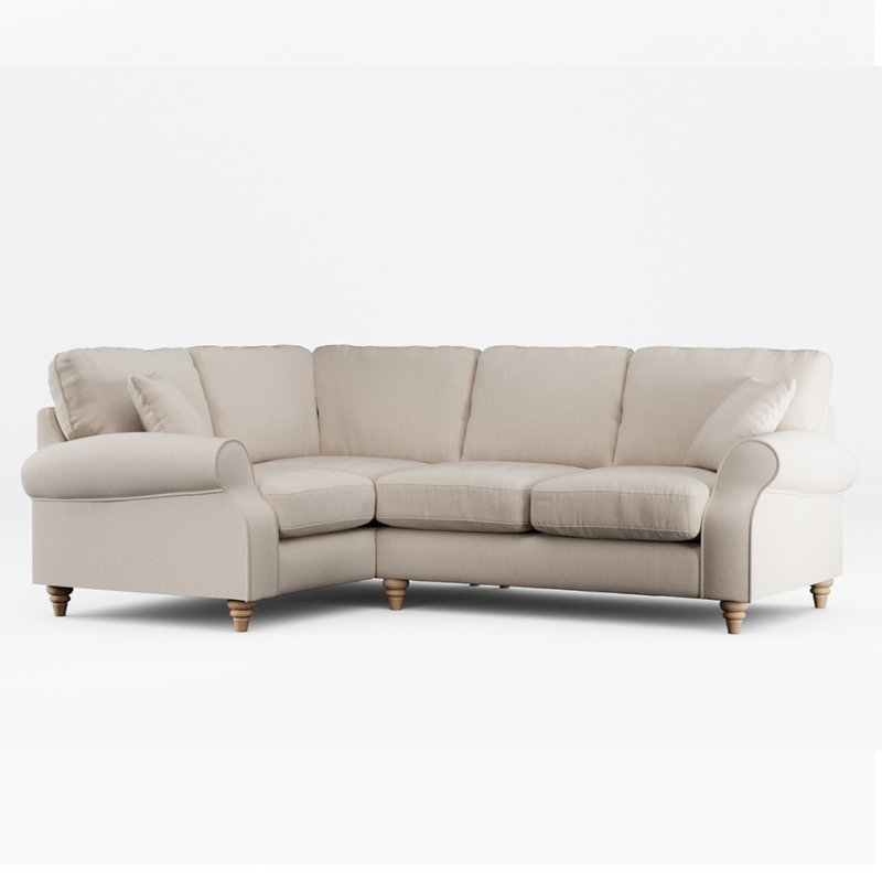 Hazel 4 Seater Corner Sofa Fabric Ansell Bamboo With Country Oak Leg