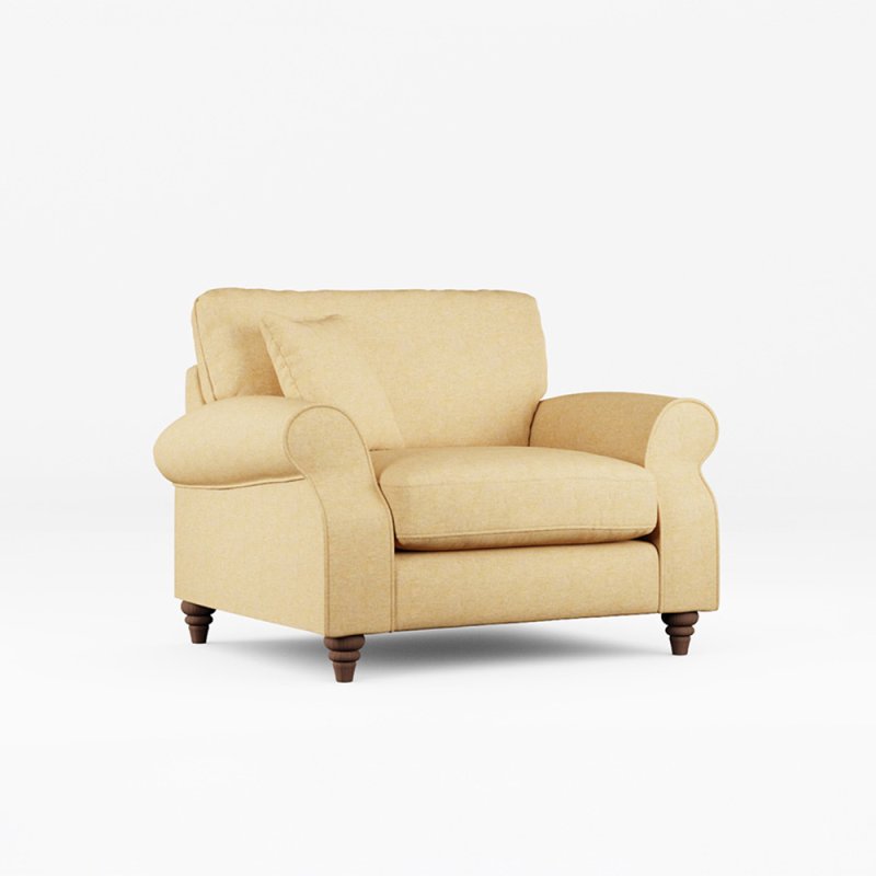 Hazel Snuggler Fabric Oslo Ochre With Burnished Beech Leg