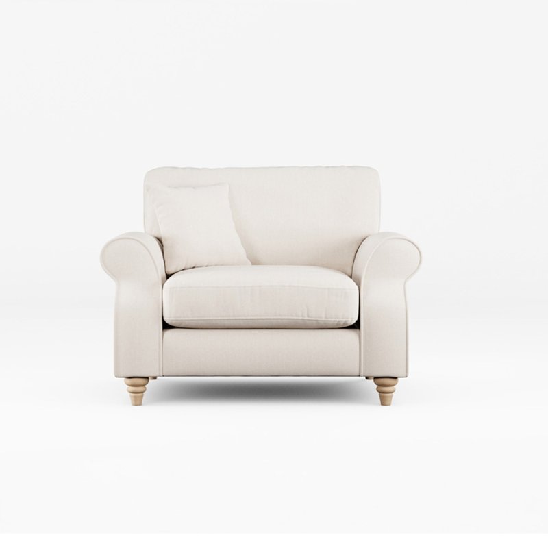Hazel Snuggler Fabric Ansell Bamboo With Country Oak Leg Front View