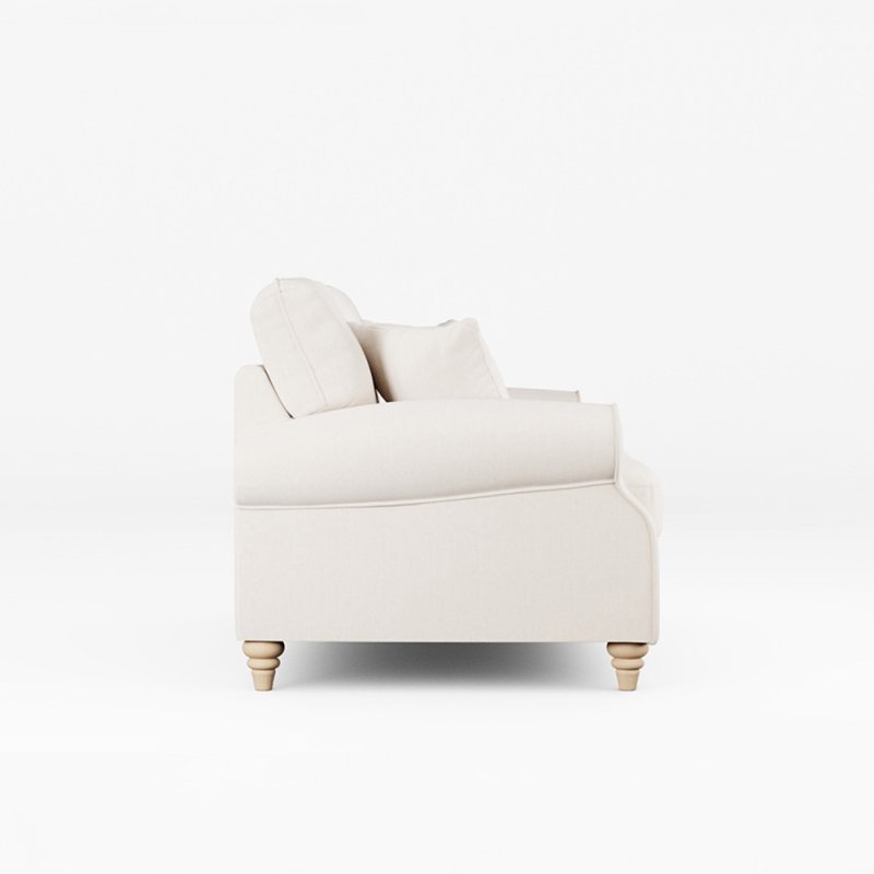 Hazel 2 Seater Sofa Fabric Ansell Bamboo With Country Oak Leg Side View