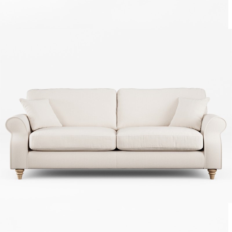 Hazel 4 Seater Sofa Fabric Ansell Bamboo With Country Oak Leg Front View