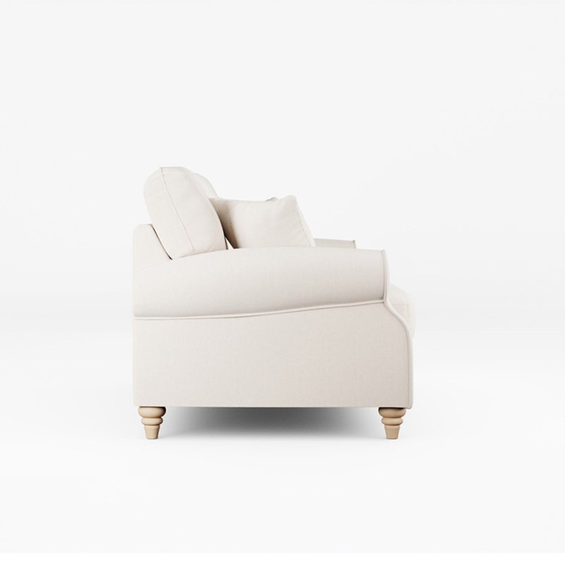 Hazel 3 Seater Sofa Fabric Ansell Bamboo With Country Oak Leg Side View